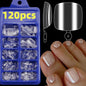 120pcs/Box French Tip Press-On Toenails Pink Color System Square Shape Foot Nails Short Length Glossy Finish False Toe Nails Set NovaCart