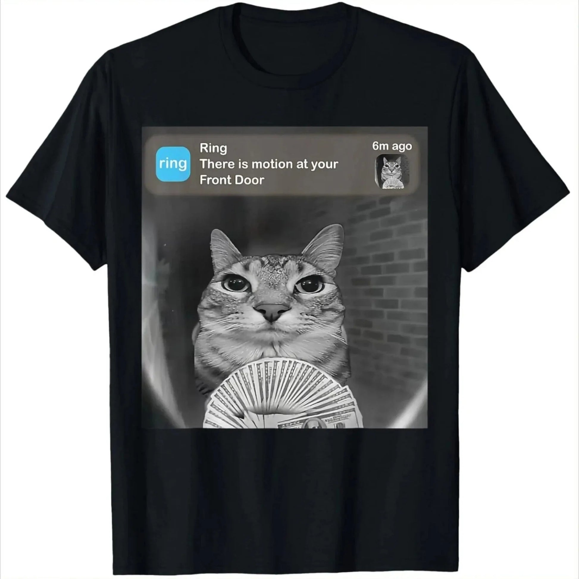 Summer New There Is Motion At Your Front Door Funny Silly Cat TShirt for Men Pure Cotton T-shirt Oversize Unseix New Fashion Top NovaCart