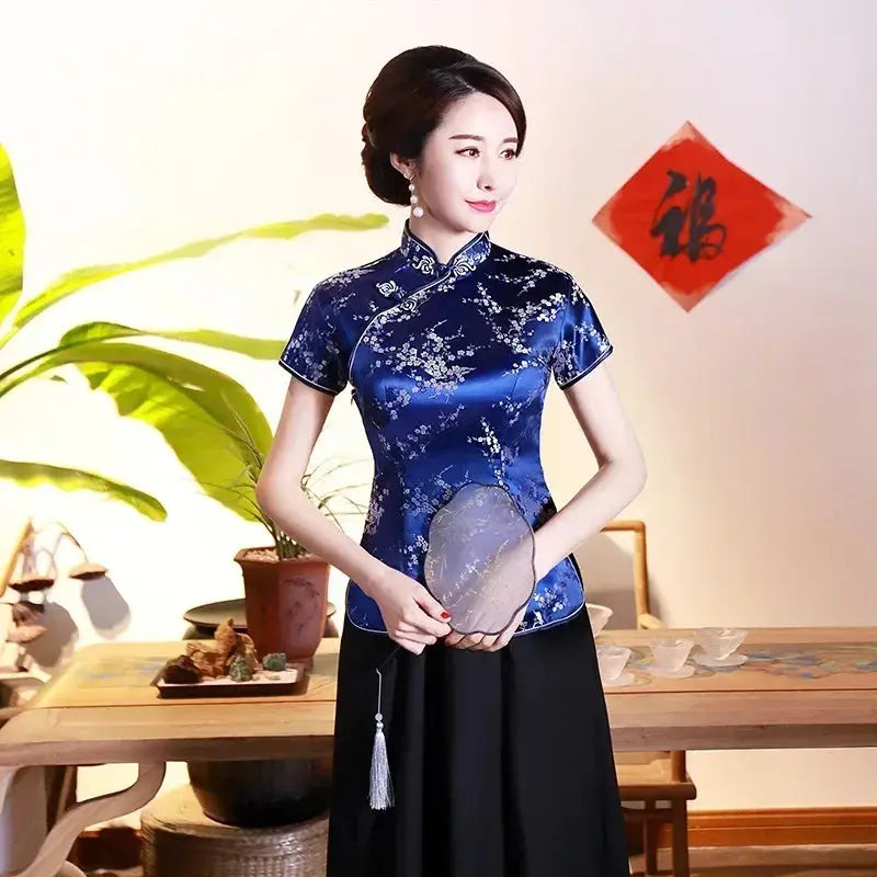 Elegant Ethnic Style Streetwear Cheongsam Qipao Tees Fashion Clothes Tshirts Vintage Shirts for Women Y2k Tops Women Clothing NovaCart