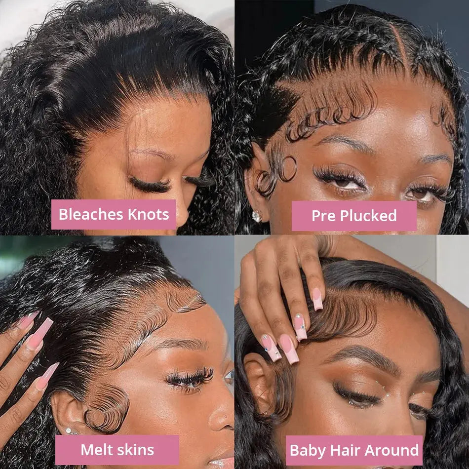 40 50 Inch HD 13x6 Deep Wave Lace Frontal Wigs Brazilian 13x4 Water Wave Curly Lace Front Human Hair Wigs For Women 300 Density NovaCart