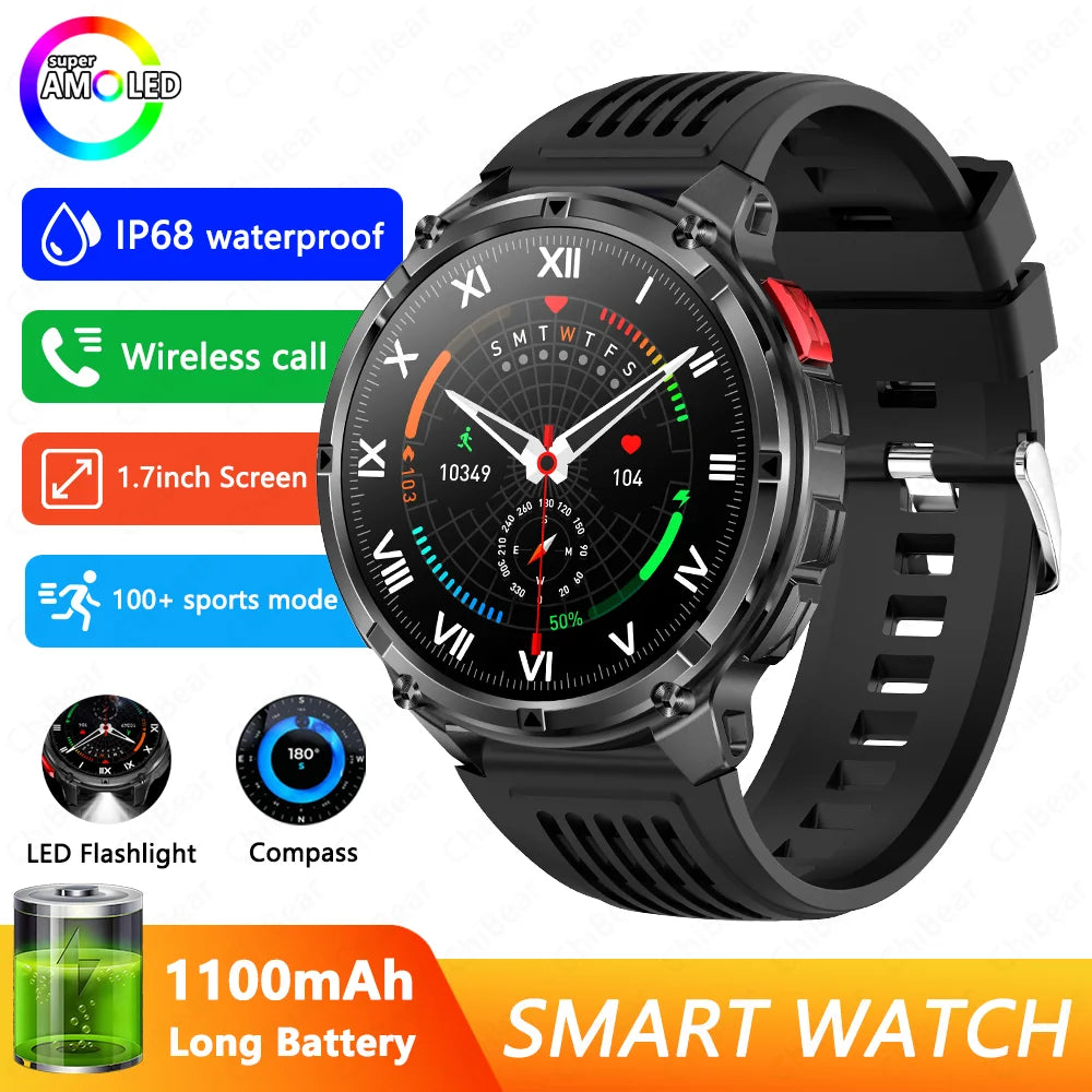 2026 New T-Rex3 Pro 1100mAh Battery Smart Watch GPS path 5ATM Waterproof Sports Run tracker Outdoors Compass Military Smartwatch NovaCart