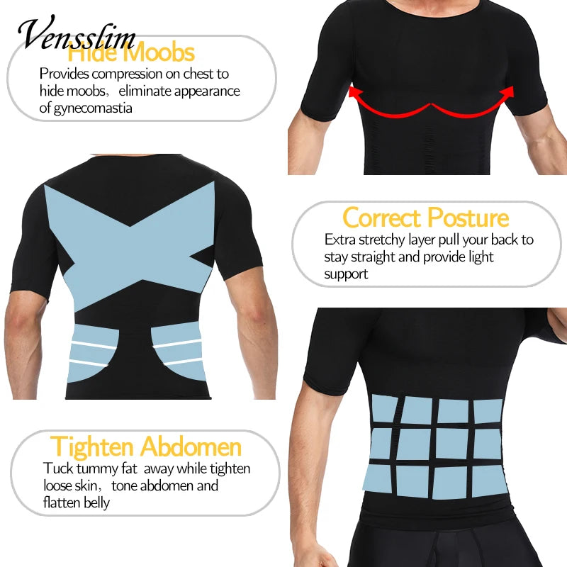 Men Body Shaper Slimming Compression Shirts Gynecomastia Undershirt Seamless Waist Trainer Muscle Belly Weight Loss Shapewear NovaCart