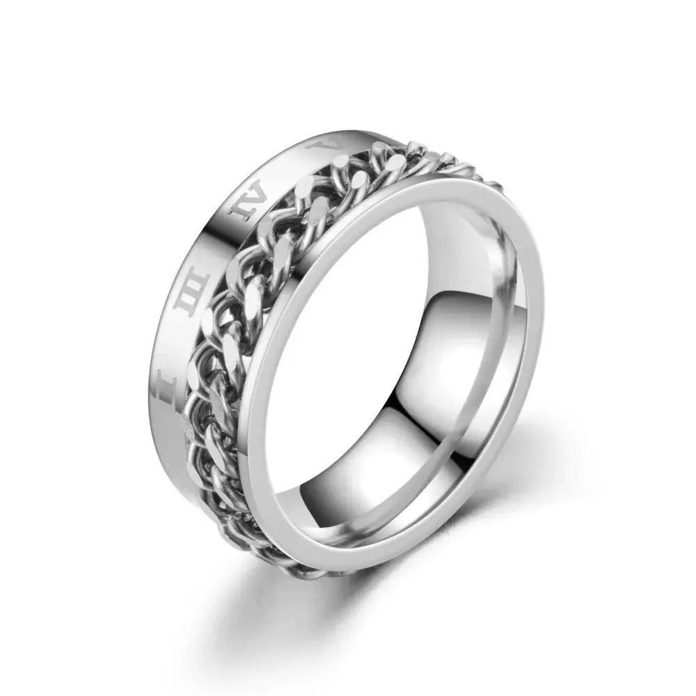 Spinning Anxiety Rings Free Shipping Items For Men Titanium Steel Rotatable Chain Fidget Joint Ring Jewelry Anillos De Hombres NovaCart