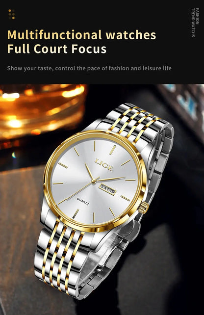 2025 LIGE Men Business Watches Top Brand Luxury Man Wristwatch Waterproof Luminous Date Week Quartz Men's Watch High Quality+Box NovaCart