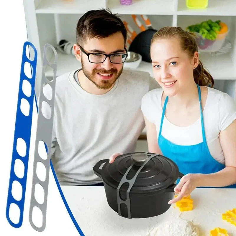 Reusable Lid Strap Silicone Elastic Band Universal Pot Lid Holder for Lunch Box Strap Elastic Band Outdoor Tableware Tool Pi-Mart
