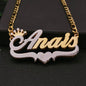 3D Double Plate Custom Nameplate Necklace Gold Plate Pendant Personalized Name Necklace