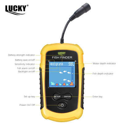 FFC1108-1 Alarm 100M Portable Sonar Fish Finders 45 degrees Sonar Coverage Echo Sounder Alarm Transducer Lake Sea Fishing NovaCart