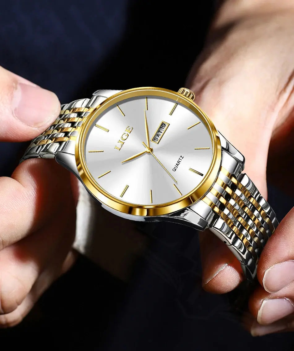 2025 LIGE Men Business Watches Top Brand Luxury Man Wristwatch Waterproof Luminous Date Week Quartz Men's Watch High Quality+Box NovaCart