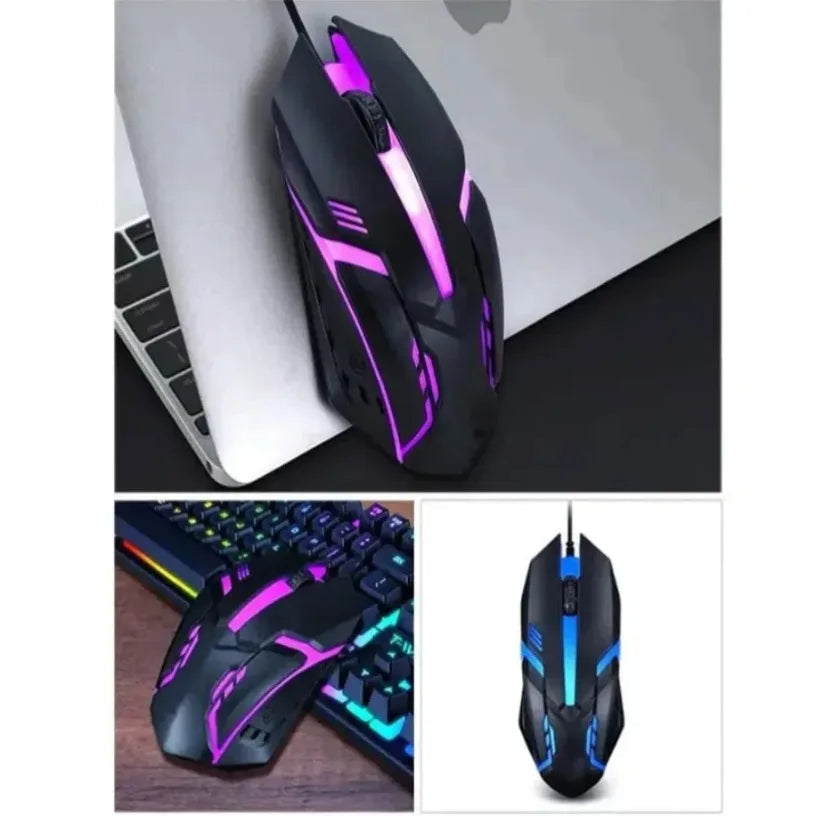 USB LED Colorful Luminous Button Gaming Mouse Wired Mouse For PC Gamer Computer Desktop Laptop Mice DPI1200 RGB Ergonomic Mouse Pi-Mart