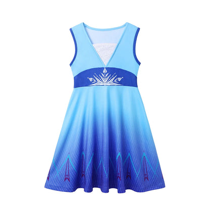 Children's Casual Dress for Girls Mermaid Rapunzel Dress One-Shoulder Sling Short Sleeve Princess Costume Summer Casual Vest NovaCart