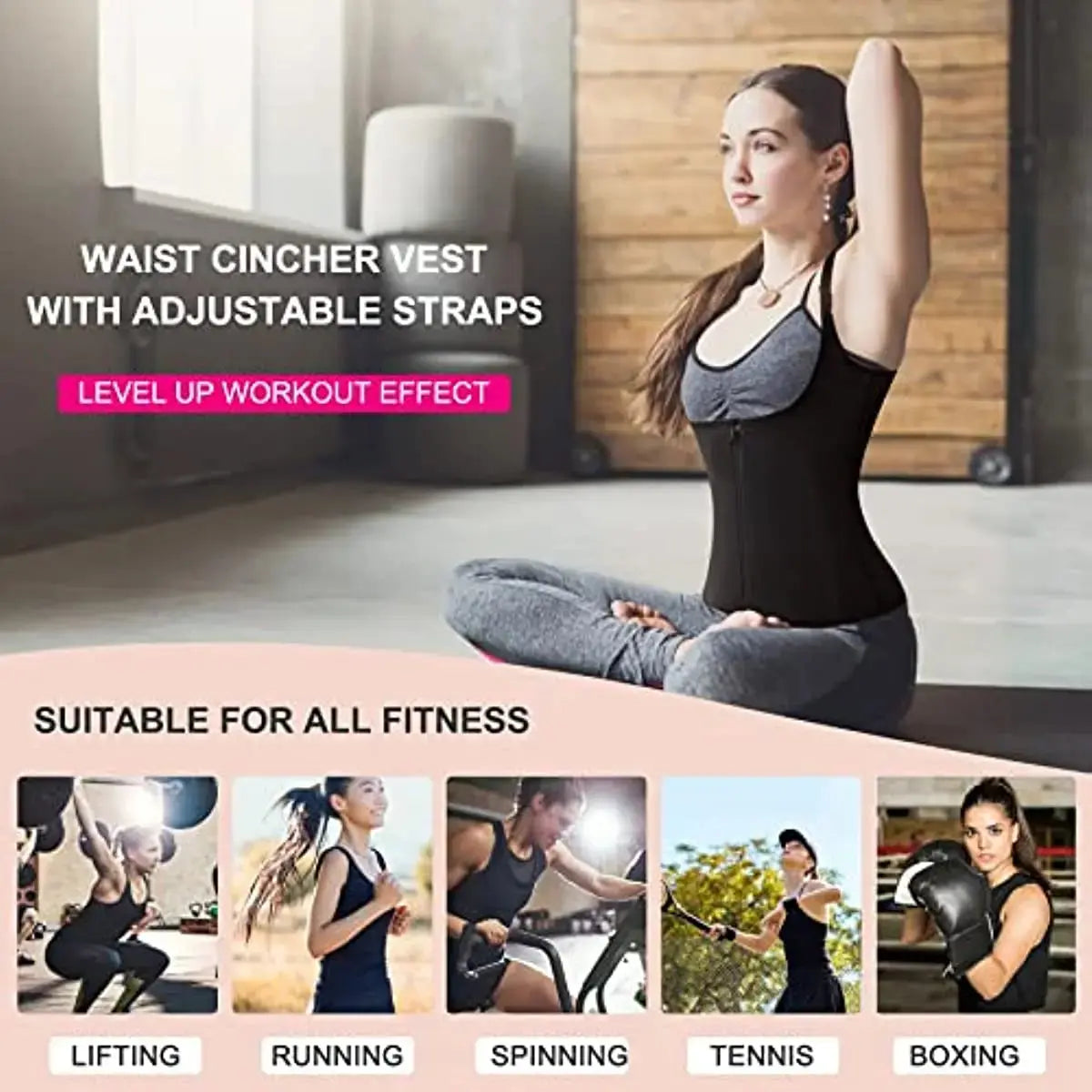 Women Waist Trainer Corset Zipper Vest Body Shaper Cincher Shapewear Slimming Belt Sports Girdle Neoprene Sauna Tank Top NovaCart