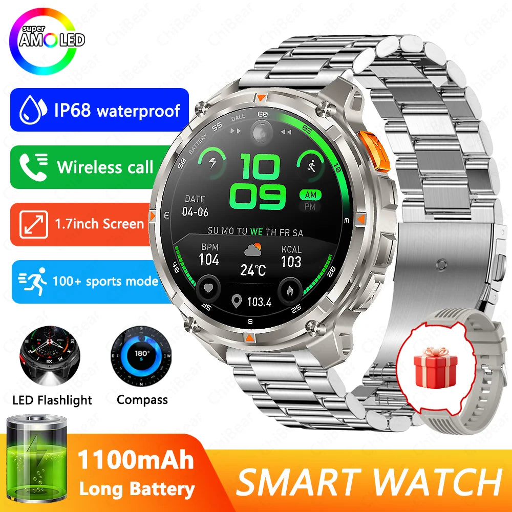 2026 New T-Rex3 Pro 1100mAh Battery Smart Watch GPS path 5ATM Waterproof Sports Run tracker Outdoors Compass Military Smartwatch NovaCart