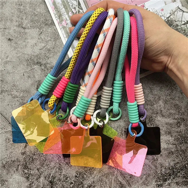 Wrist Strap for Phone Contrasting Colors Lanyard Keys Metal Keyring Accessories With Patch Cellphone Charm Luxury Hand Strap NovaCart