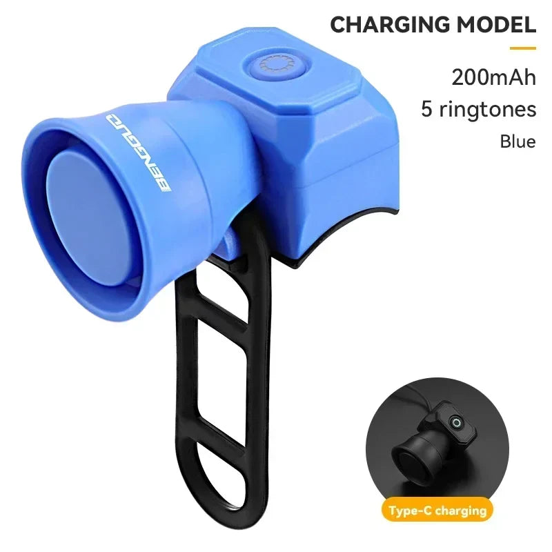 New Bicycle Horn Mountain Bike USB Charging Waterproof Electronic Bike Bell Riding Equipment Children's Scooter Accessories Pi-Mart