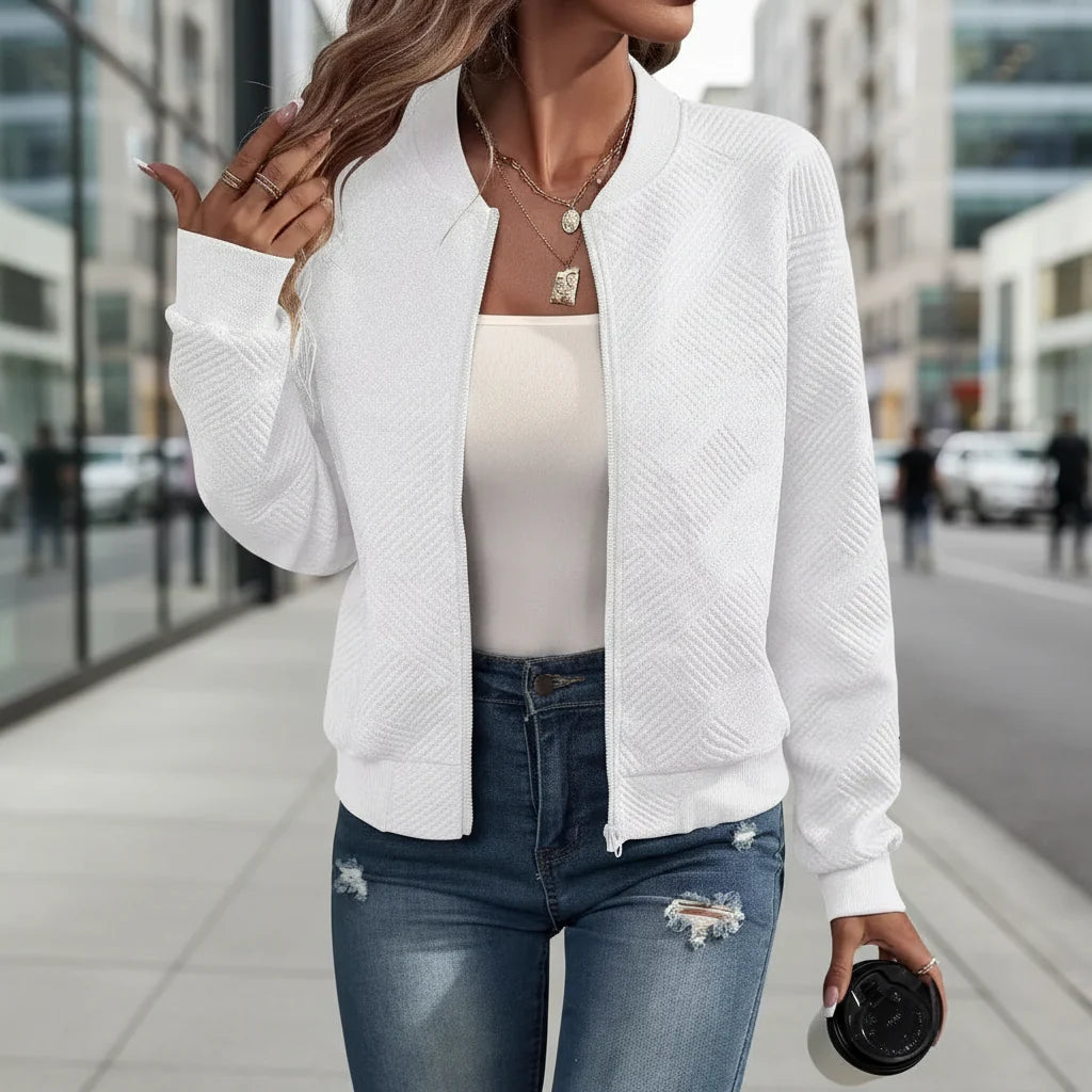 Women’s Solid-Color Zipper Stand-Collar Jacket FitiqueFit