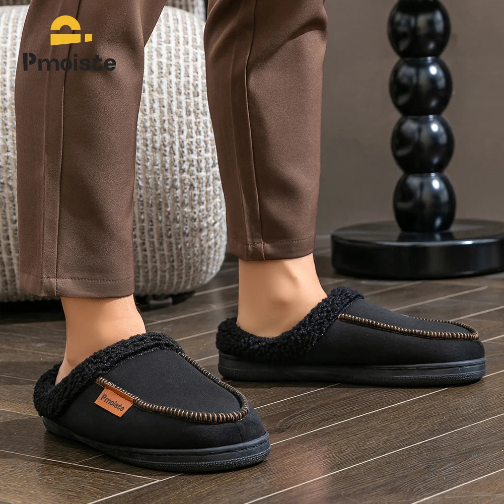 House Suede Slippers for Men TPR Sole Non Slip Durable Soft Warm Memory Foam Cushion Comfortable Living Room Shoes NovaCart