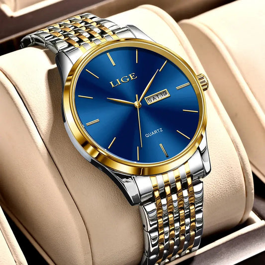 2025 LIGE Men Business Watches Top Brand Luxury Man Wristwatch Waterproof Luminous Date Week Quartz Men's Watch High Quality+Box NovaCart