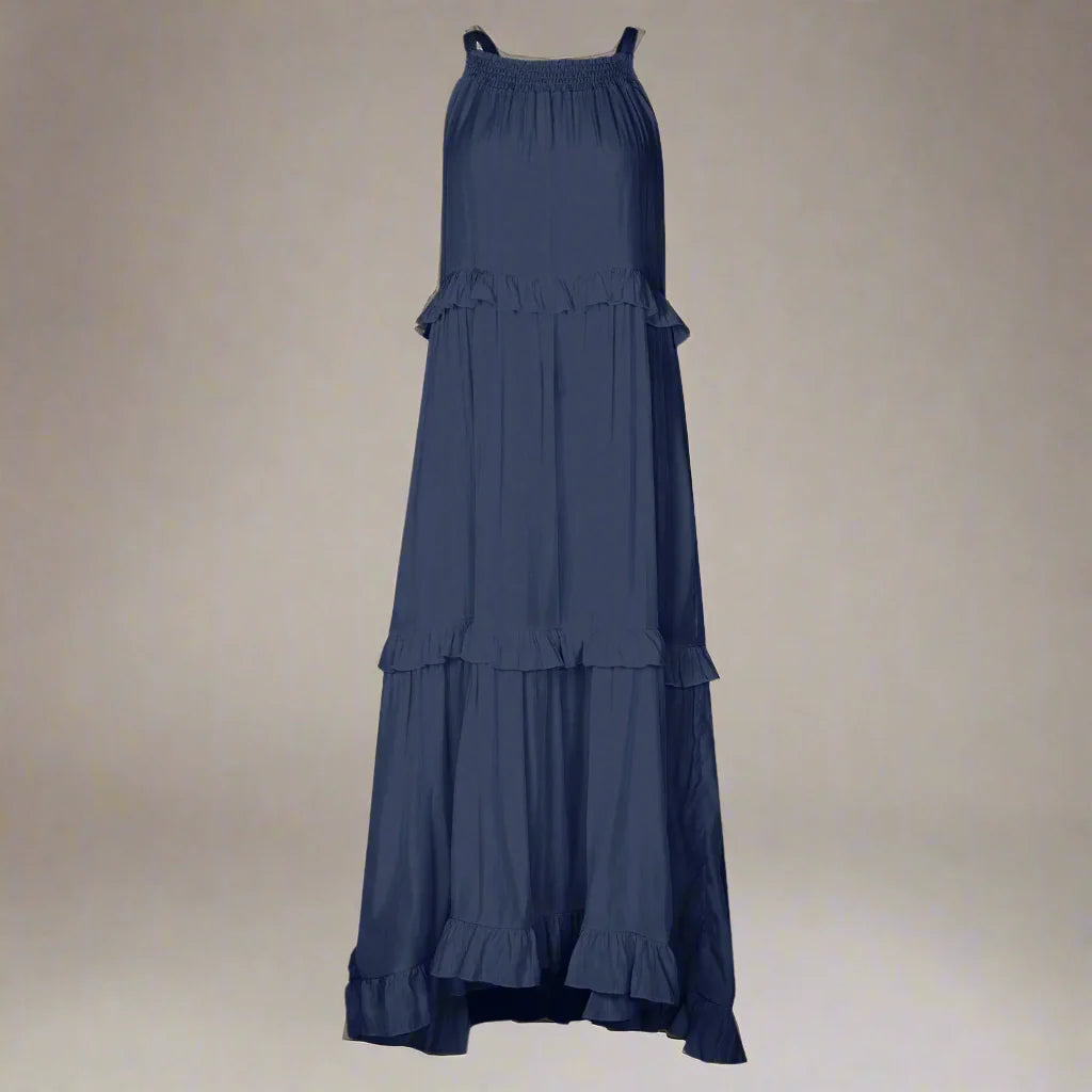 Elegant Apricot Ruffle Maxi Dress FitiqueFit