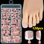 120Pcs 9-Colors French Fake Toenails Summer Short Sqaure Press On Toe Nails Tips Glossy Nude/Pink/Brown Full Cover False Toenail NovaCart