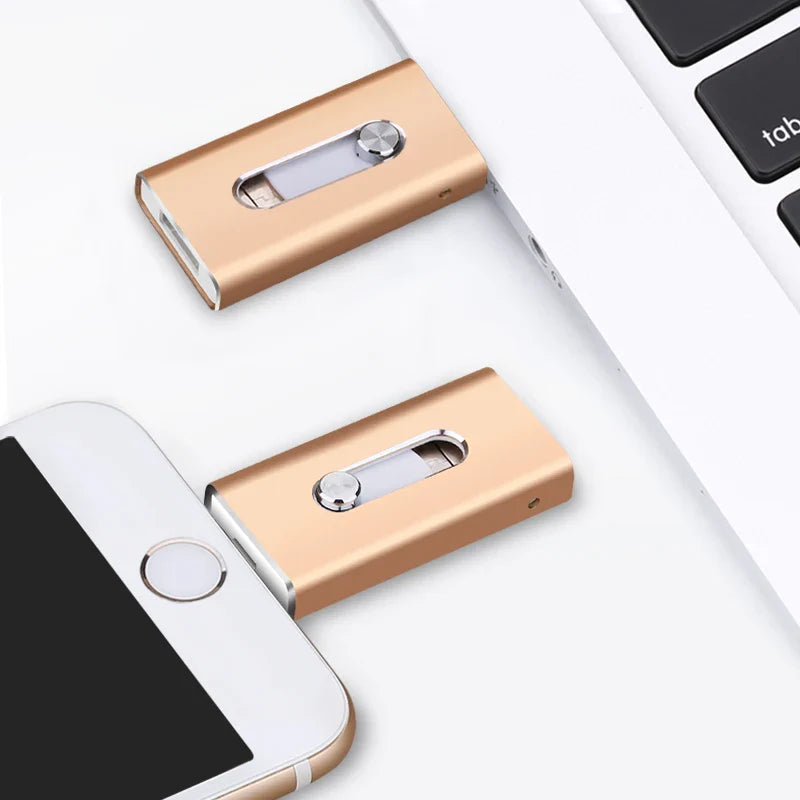 For iPhone 512GB USB Flash Drive 256G 128GB USB 3.0 Sticks External Storage Pen Drive Phone Android PC Copy Photo Videos Files Pi-Mart
