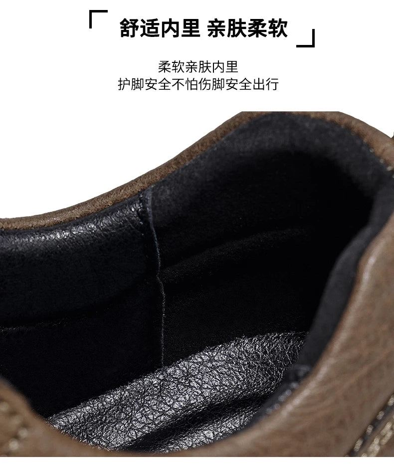 Shoes for Men Male Sneakers Leather Shoes Round Toe Apring and Autumn Wear-resistant Return To The Ancients Loafers All-match NovaCart