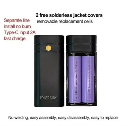 5V 2A 6000mAh 2X 18650 USB Type-C Battery Charger Case For Phone Electronic Charging DIY Not Including Batteries Power Bank Box Pi-Mart