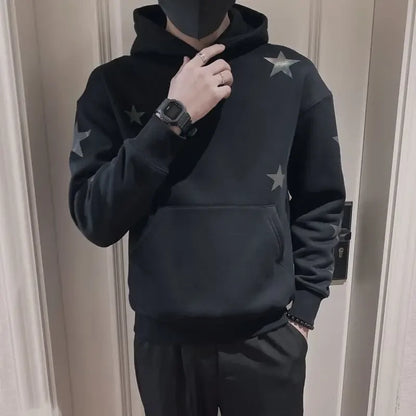 Hoodies Graphic Sweatshirt for Men Black Hip Hop Male Clothes Loose Luxury Aesthetic Emo 90s Vintage Simple Winter S Warm Hooded NovaCart