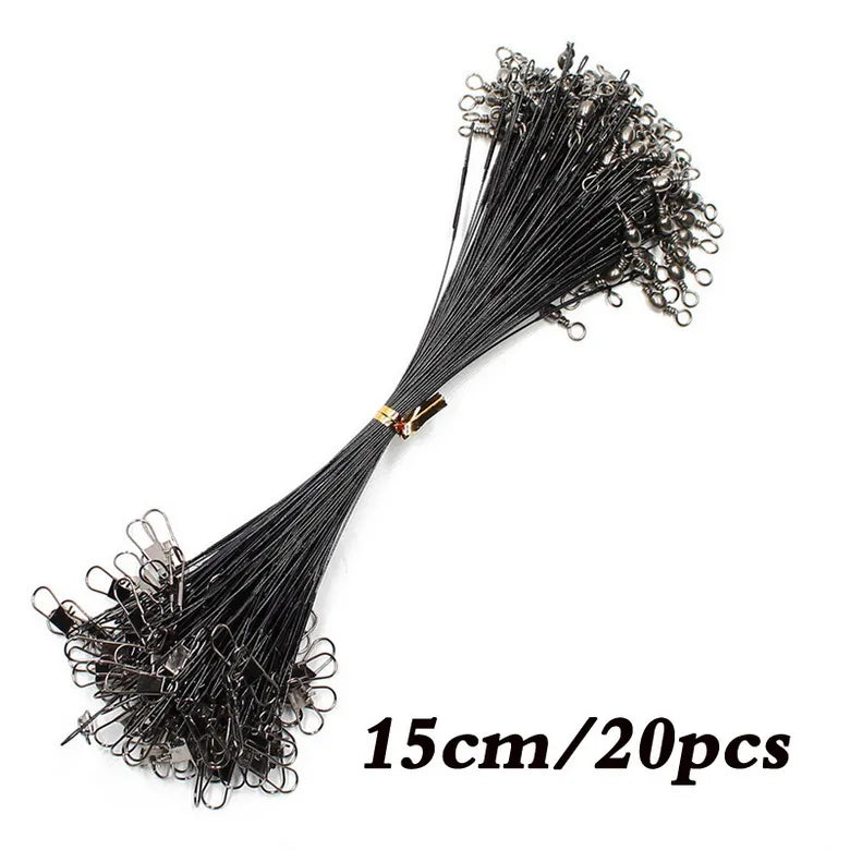Anti Bite Steel Fishing Line Steel Wire Leader With Swivel Fishing Accessory Lead Core Leash Fishing Wire 15cm 20cm  30cm Pi-Mart