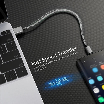 Nylon Data Cable Fast Charger USB A to Type C Charging Cable For Huawei Samsung   Android phone TypeC Charging Device 1M 2M 3M Pi-Mart