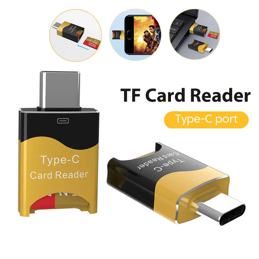 Mini Type-C Card Reader Storage Memory TF/SD Micro Card CardReader OTG USB C Adapter For iPhone 17 16 15 Samsung Tablet Laptop Pi-Mart