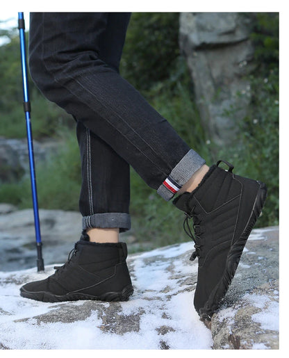 Snow Boots Men Winter Shoes Barefoot Ankle Boots 36-46 Couple Snow Shoes Outdoor Hiking Shoes Fur Warm Plush Boots NovaCart