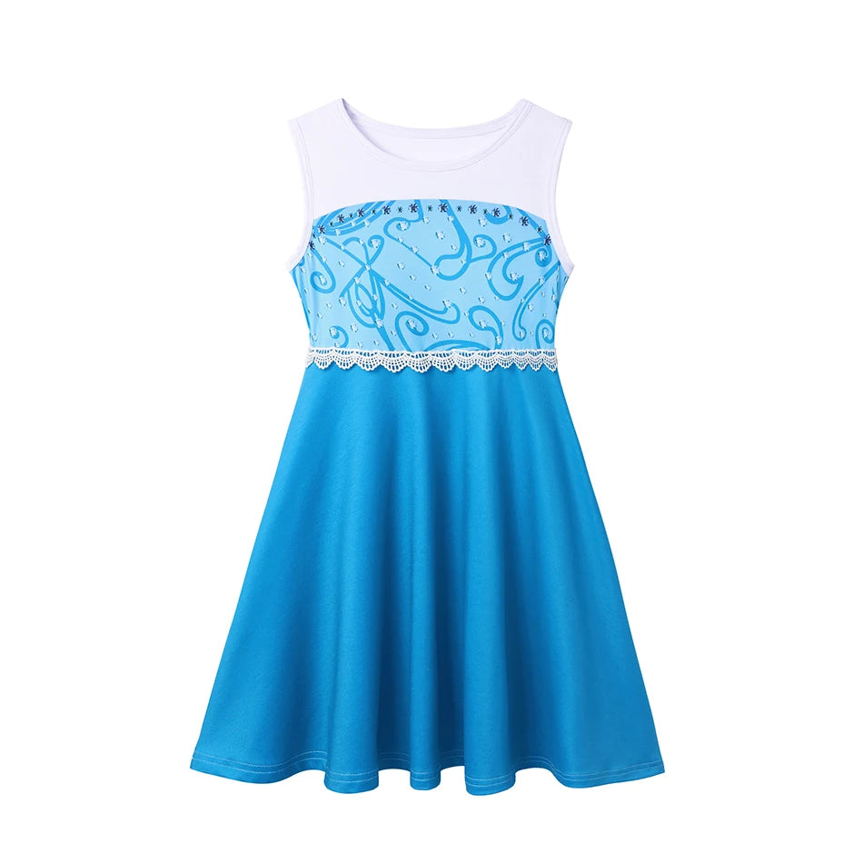 Children's Casual Dress for Girls Mermaid Rapunzel Dress One-Shoulder Sling Short Sleeve Princess Costume Summer Casual Vest NovaCart