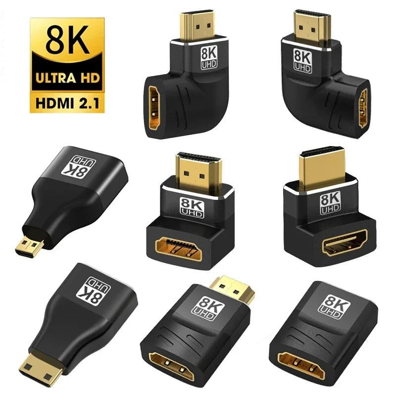MIZIQIER 8K HDMI 2.1 Adapter 90 270 Degree Male to Female, 8k60Hz 4k120Hz,48Gbps,Compatible PS5/4, HDTV, Roku, TV Stick, PC Pi-Mart