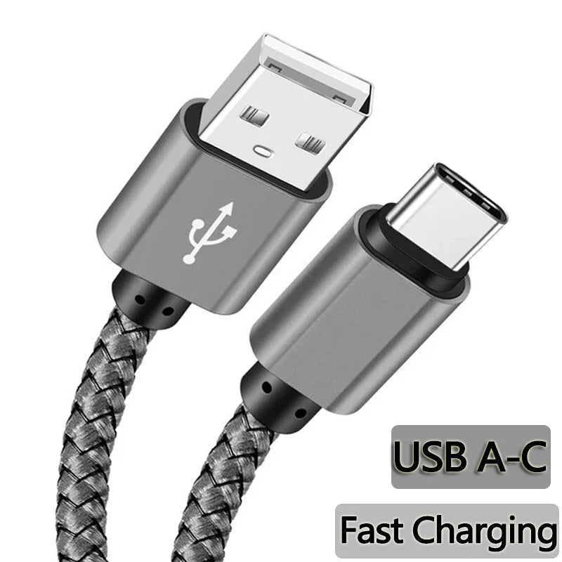 Nylon Data Cable Fast Charger USB A to Type C Charging Cable For Huawei Samsung   Android phone TypeC Charging Device 1M 2M 3M Pi-Mart