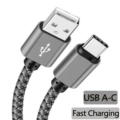 Nylon Data Cable Fast Charger USB A to Type C Charging Cable For Huawei Samsung   Android phone TypeC Charging Device 1M 2M 3M Pi-Mart