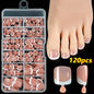 120pcs/Box French Tip Press-On Toenails Pink Color System Square Shape Foot Nails Short Length Glossy Finish False Toe Nails Set NovaCart