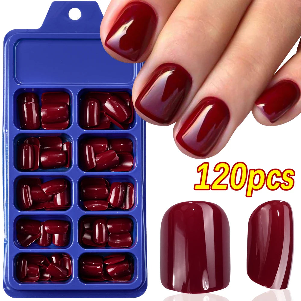 120Pcs 9-Colors French Fake Toenails Summer Short Sqaure Press On Toe Nails Tips Glossy Nude/Pink/Brown Full Cover False Toenail NovaCart