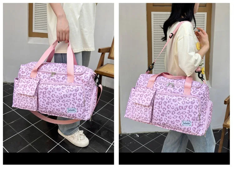 Classic Leopard Print Large Capacity Leisure Luggage Bag with Multiple Pockets and Shoe Compartment Sports Fitness Travel Bag NovaCart