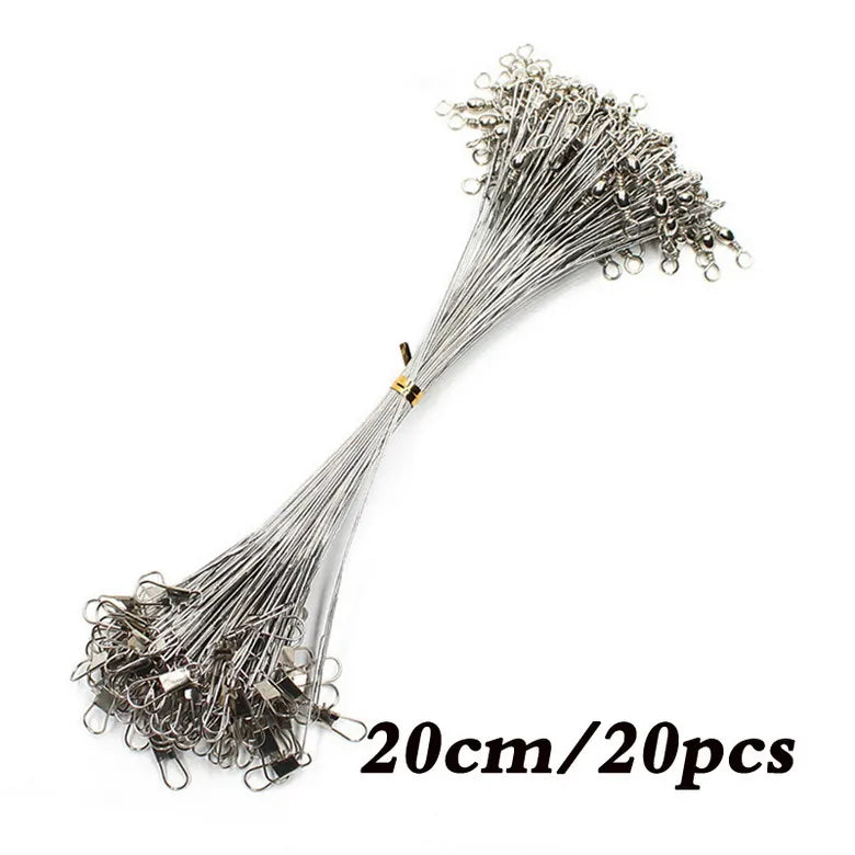 Anti Bite Steel Fishing Line Steel Wire Leader With Swivel Fishing Accessory Lead Core Leash Fishing Wire 15cm 20cm  30cm Pi-Mart