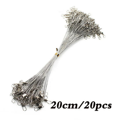 Anti Bite Steel Fishing Line Steel Wire Leader With Swivel Fishing Accessory Lead Core Leash Fishing Wire 15cm 20cm  30cm Pi-Mart