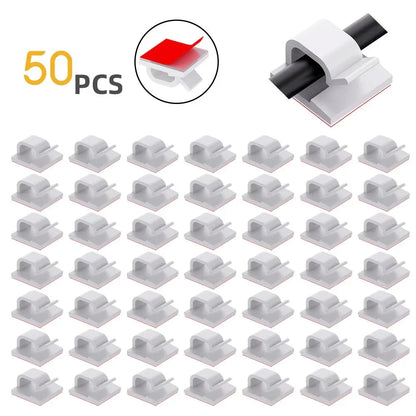 50Pcs Self-Adhesive Cable Clip Wire Protector Fixer Holder Desktop Tidy Management Wire Organizer For Mouse Headset Wire Storage Pi-Mart