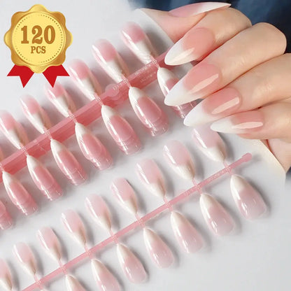 120Pcs Medium Long Square Acrylic French Fake Nails Full Cover Wearable French Press on Nails for Women Mixed Size False Nails NovaCart