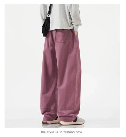 HIQOR High Quality 100% Cotton Work Pants Men Casual Straight Trousers Y2K Man Plus Size Cargo Pants Fashion Solid Workout Pants NovaCart