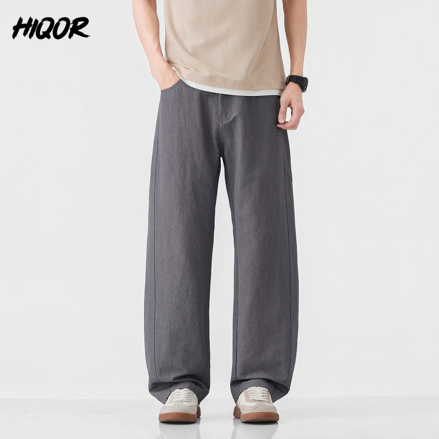 HIQOR Spring Men's American Retro Casual Pants Man Summer Sweatpants Joggers Track Pants Fashion Casual Loose Wide Leg Trousers NovaCart