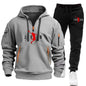 Men 2025 Autumn Winter Printed Blazer and Tracksuit Pants Set Casual Jogging Sportswear for Outdoor Activities and Street Fashio NovaCart