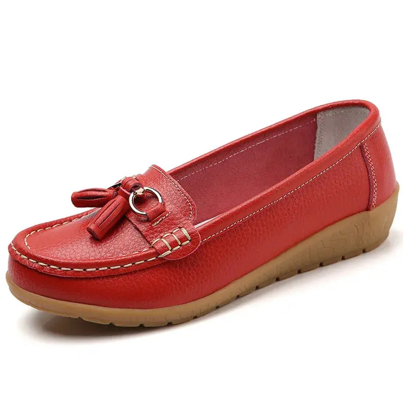 Women's Loafers White Shoes For Woman Genuine Leather Flats And Loafers Slip On Comfortable Woman Shoes Leather Women Moccasins NovaCart