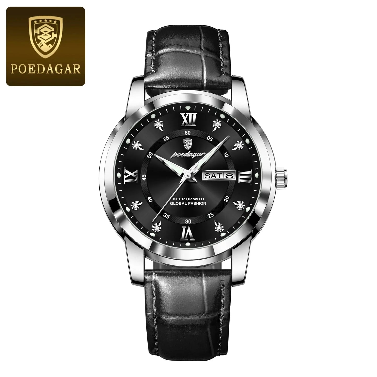 POEDAGAR Luxury Business Male Wristwatch Waterproof Luminous Leather Man Watch Date Week Sport Casual Men's Quartz Watches reloj NovaCart