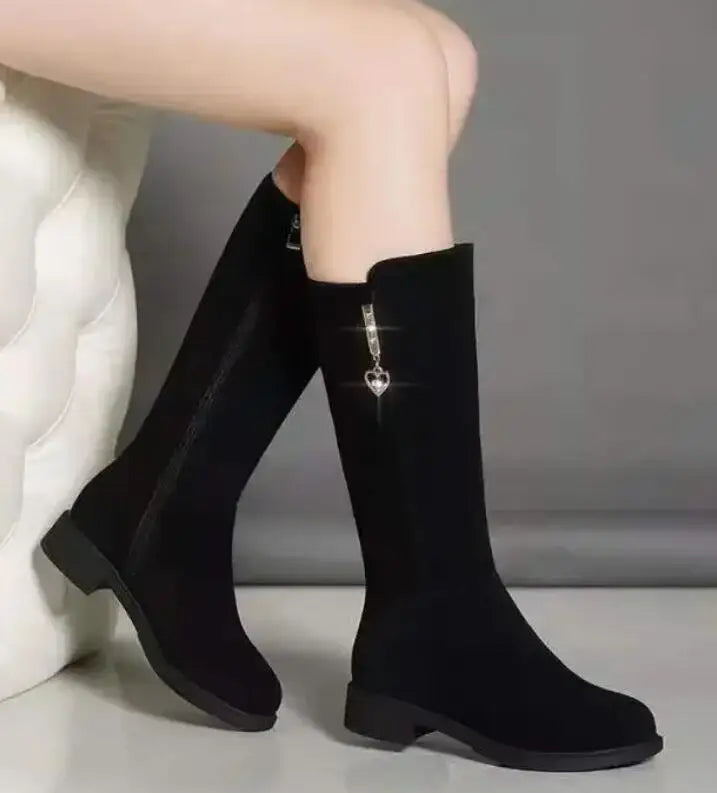 Thigh High Boot Warm Plush Snow Boots Side Zipper Snow Boots