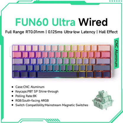 Akko MonsGeek FUN60 Mechanical Keyboard Magnetic Switch 60% Gaming Keyboards Rapid Trigger 0.01mm 8K ARGB HE/TMR Custom Keyboard Pi-Mart