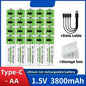 2025NEW Lithium-Ion Battery Type-C Rechargeable High-Capacity Battery AA&AAA Battery For remote control, mouse, electric toys Pi-Mart
